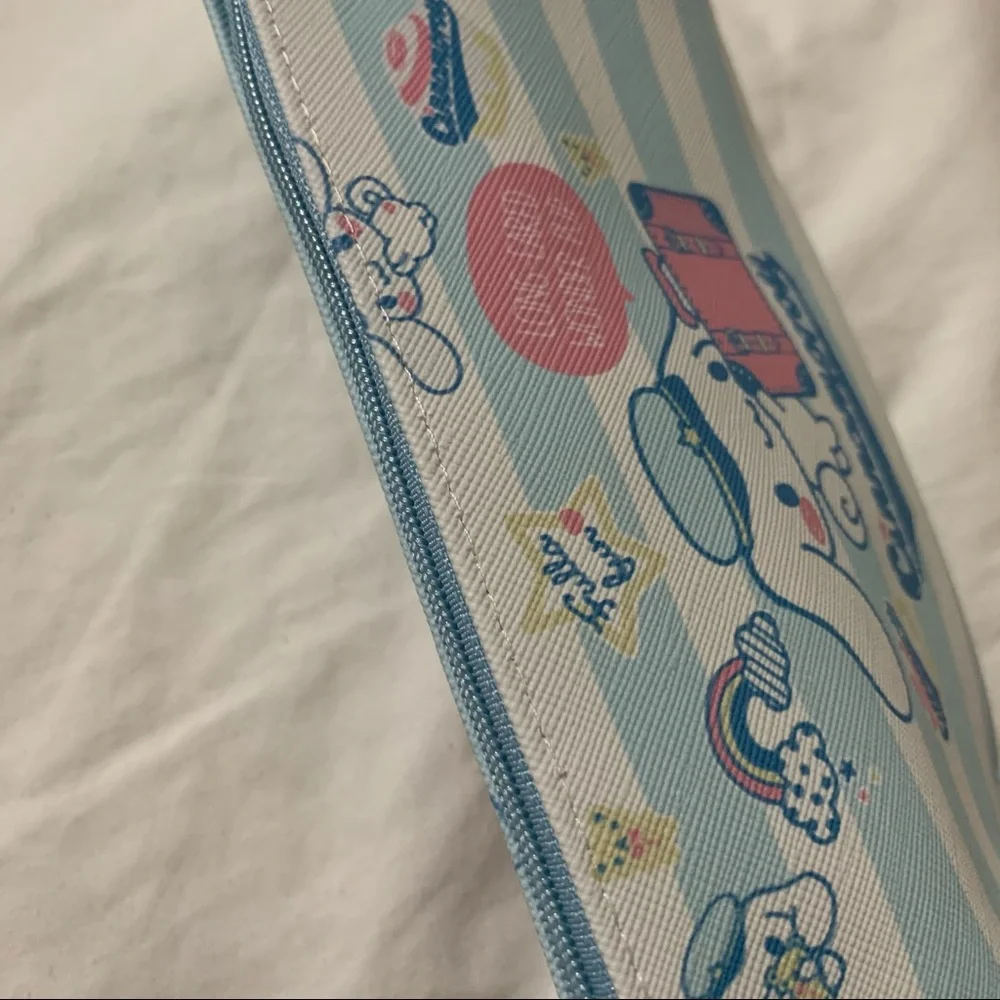 Cinnamoroll Baby Blue and White Striped Zip Pencil Bag